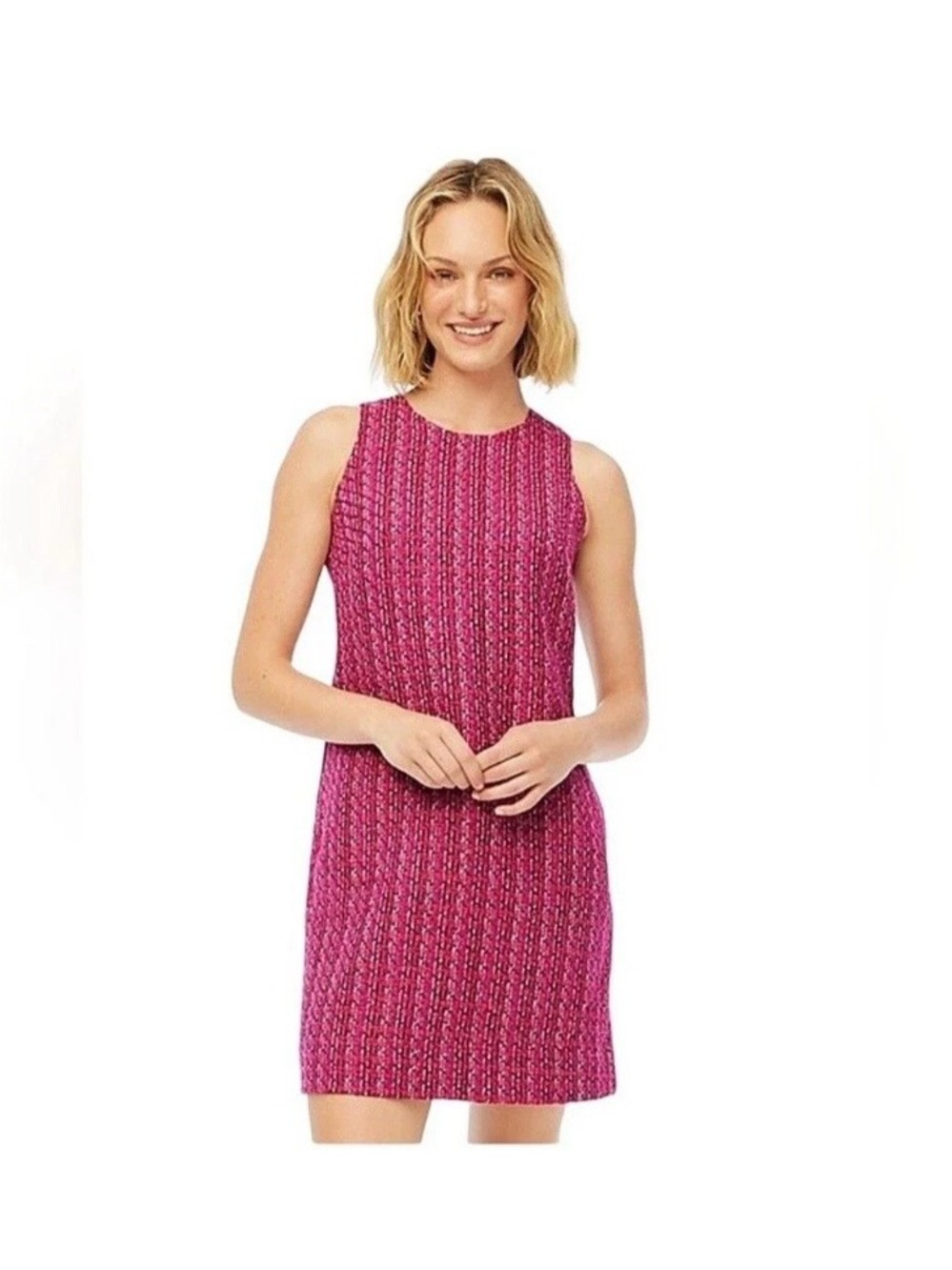 J. Crew Pink Tweed Sheath Textured Knit Sleeveless Mini Dress
